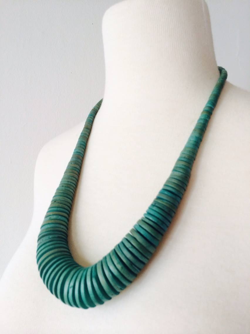 teal disc necklace